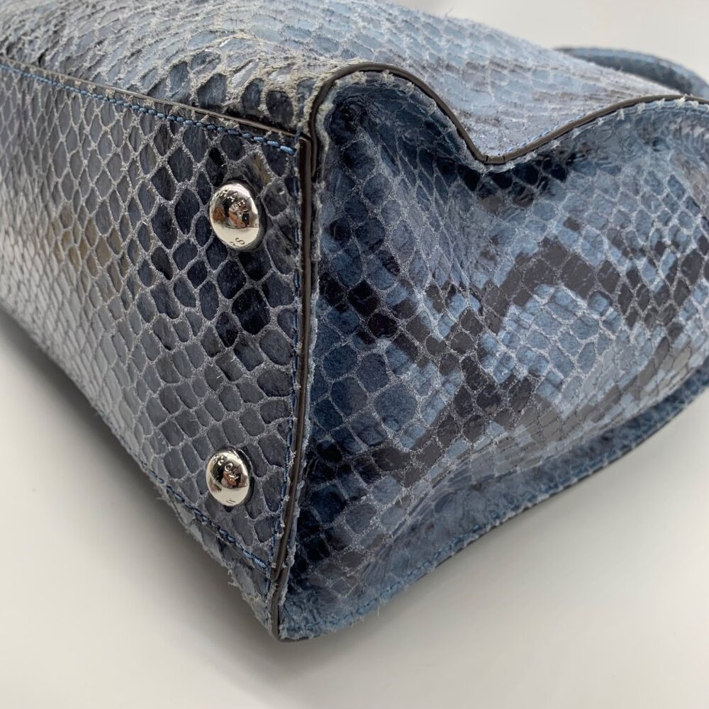 Michael Kors Blue Suede Python Embossed Hamilton … - image 8